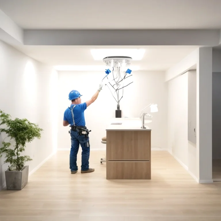Técnico de LumaHome realizando medición de iluminación en interior